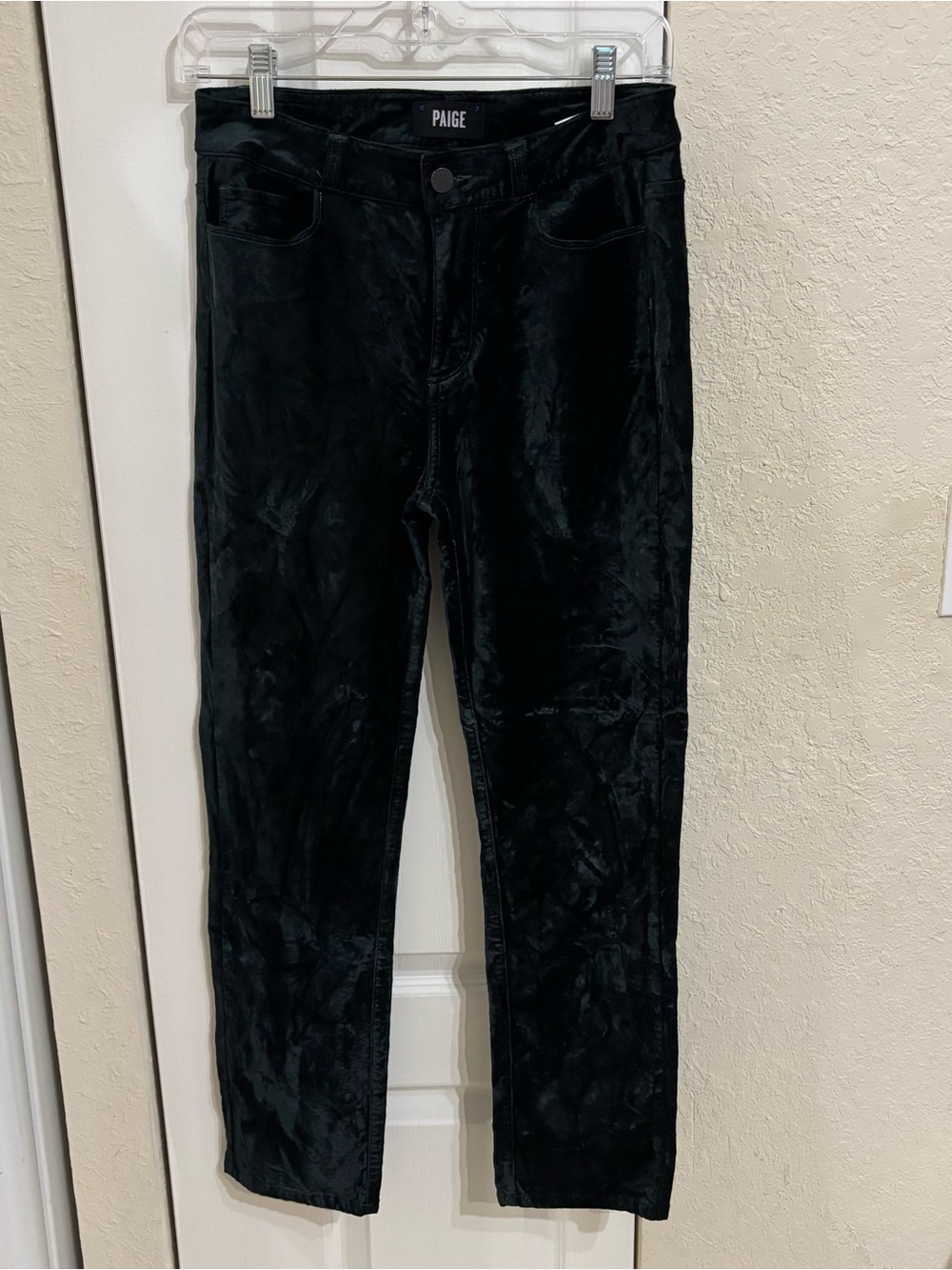 PAIGE Jacqueline Straight Green Velvet Jeans